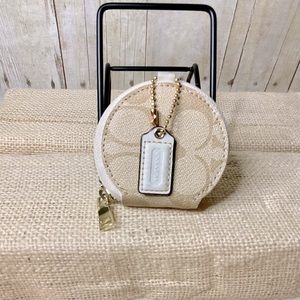 Circular Coin Pouch Bag Charm In Signature Canvas Signature